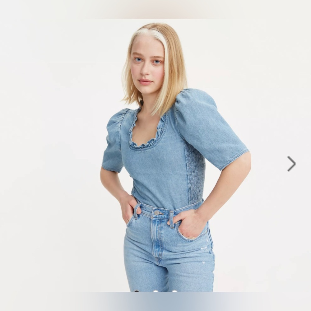Levi’s Louise Puff Sleeve Milkmaid Top, Size M, NWT